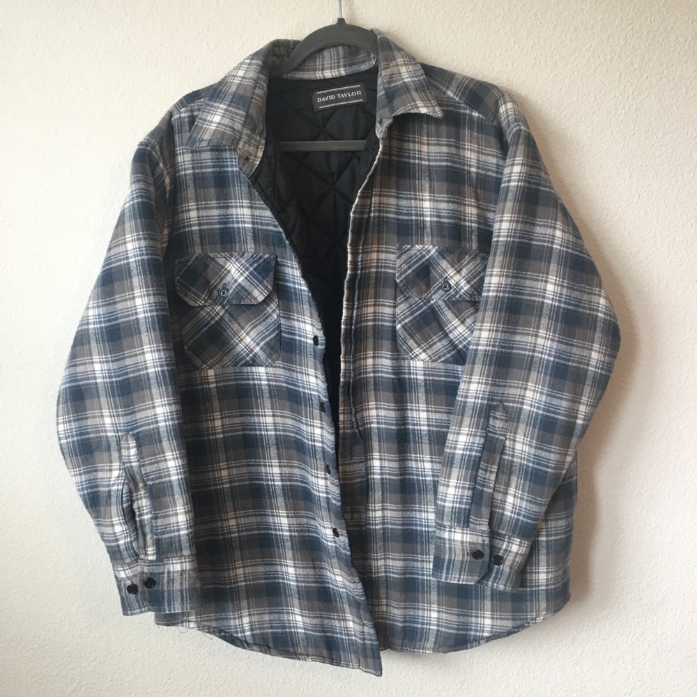 BLUE GRAY OVERSIZED FLANNEL
